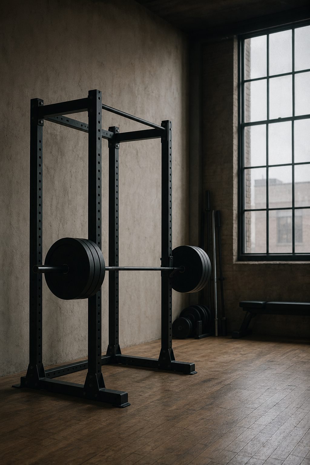 Training floor at SET Fitness with racks and daylight from tall windows